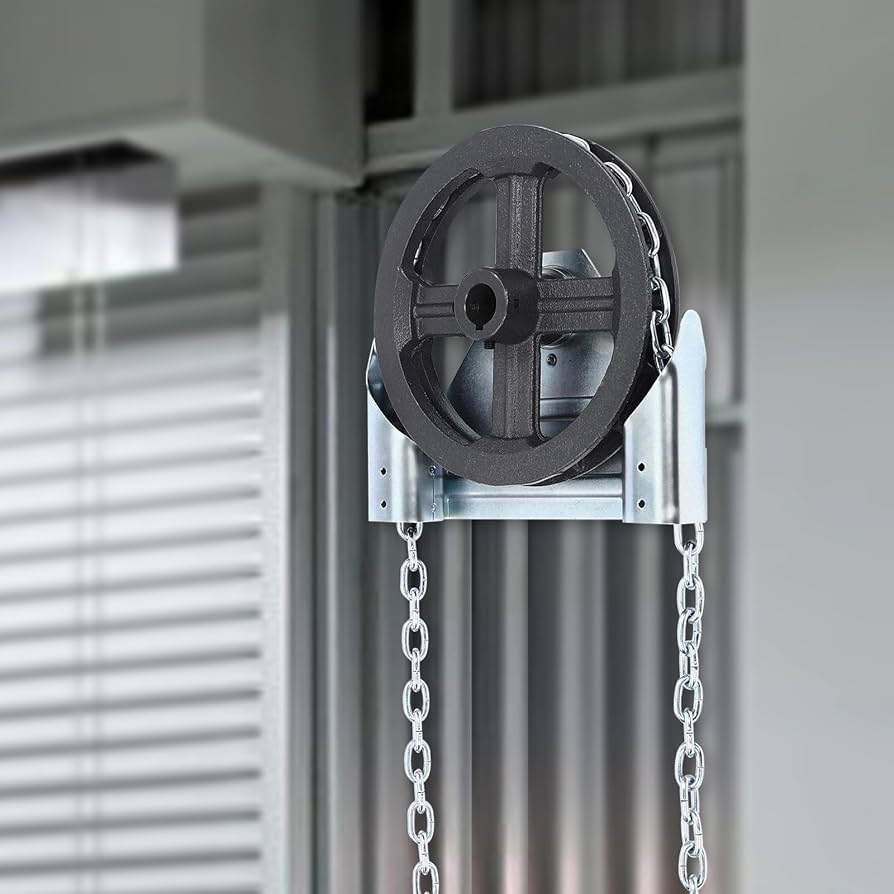Chain-operated industrial roller shutter door with hand-chain mechanism