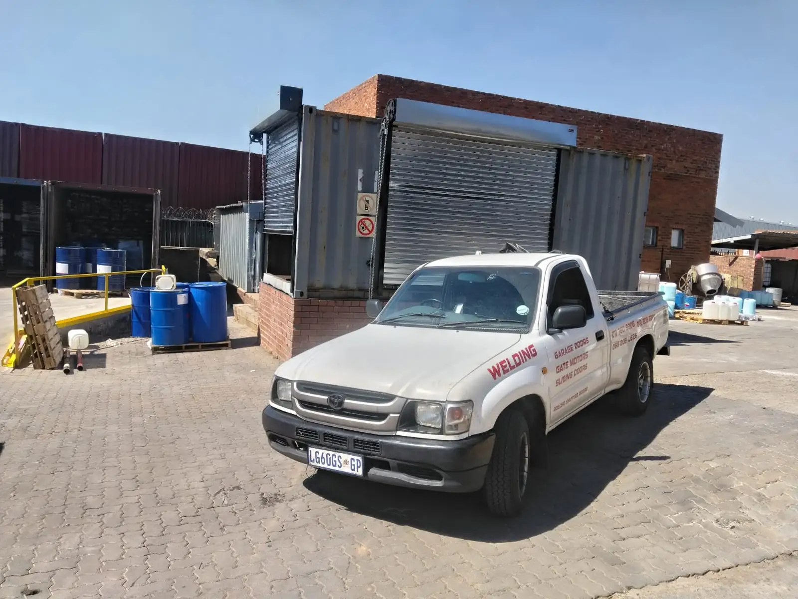 Industrial roller shutter door installation in progress