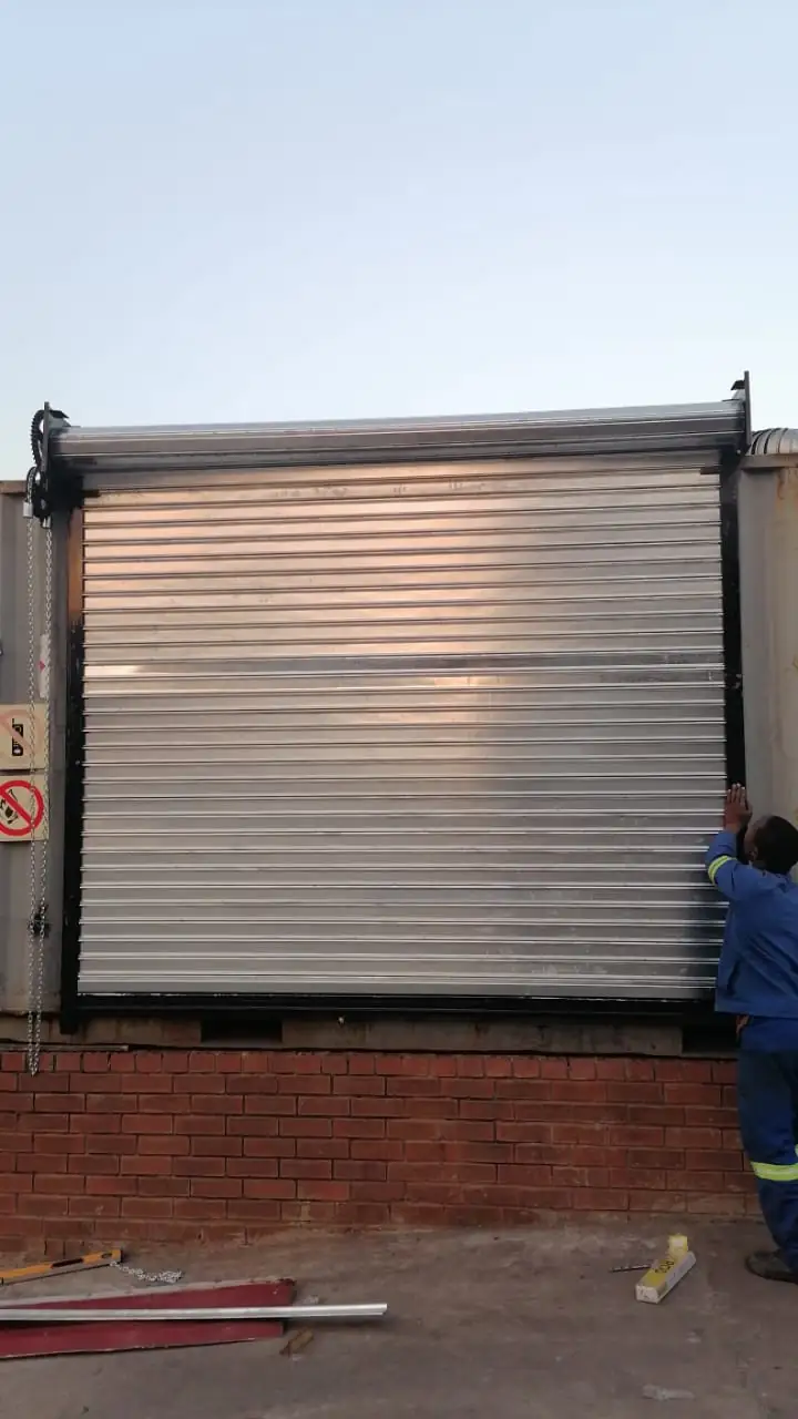 New roller shutter curtain fitted to a commercial opening