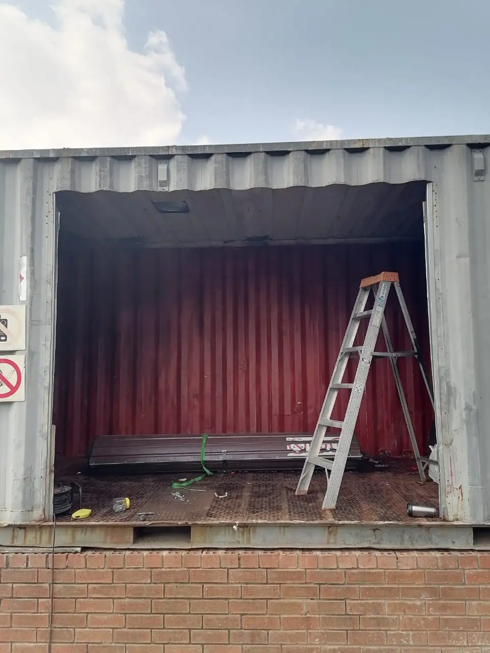 Completed industrial roller shutter door fitted to a large opening